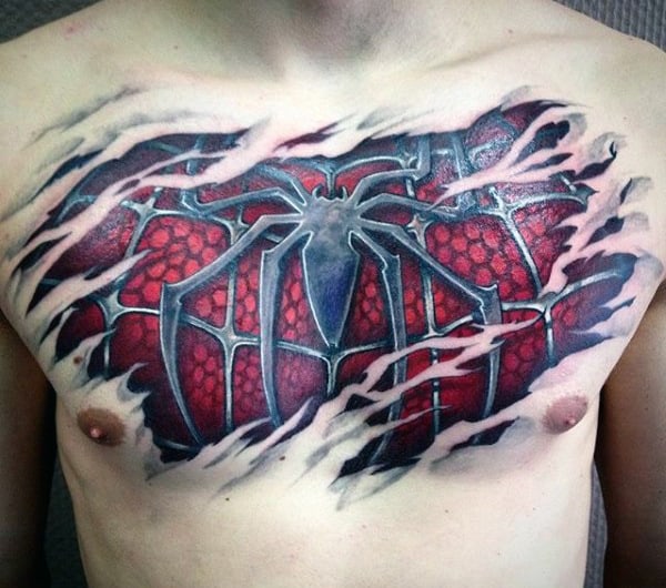 Spiderman Chest Tattoo