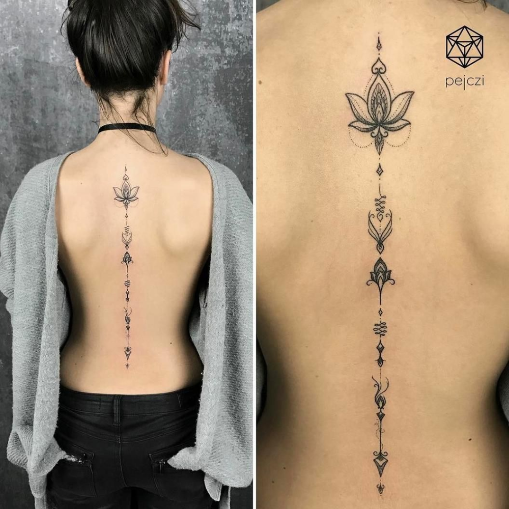 Spine Tattoo Idea In 2023 Whimsical Tattoos Vertical Tattoo Spine