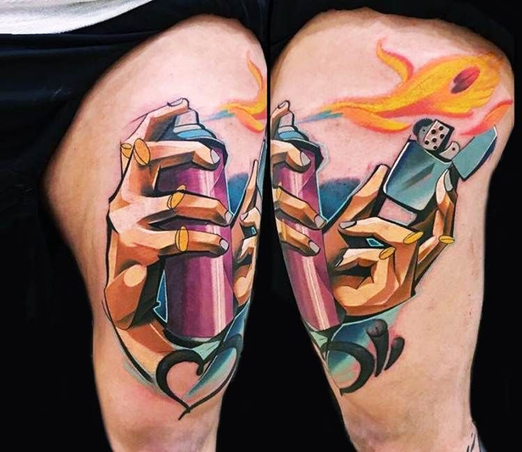 Spray With Zippo Tattoo By Mefisto Tattoo Post 15586 Graffiti