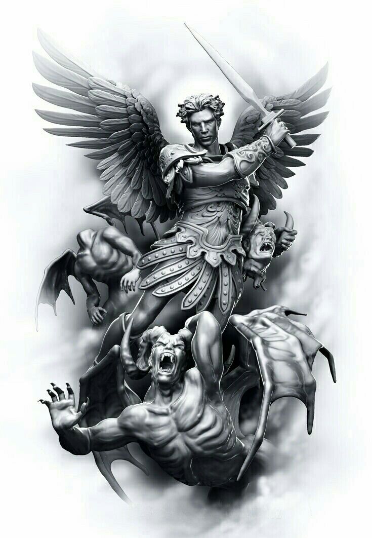 St Michael The Archangel Tattoo Stencil