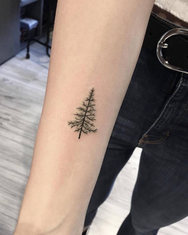 Stunning Pine Tree Arm Tattoo