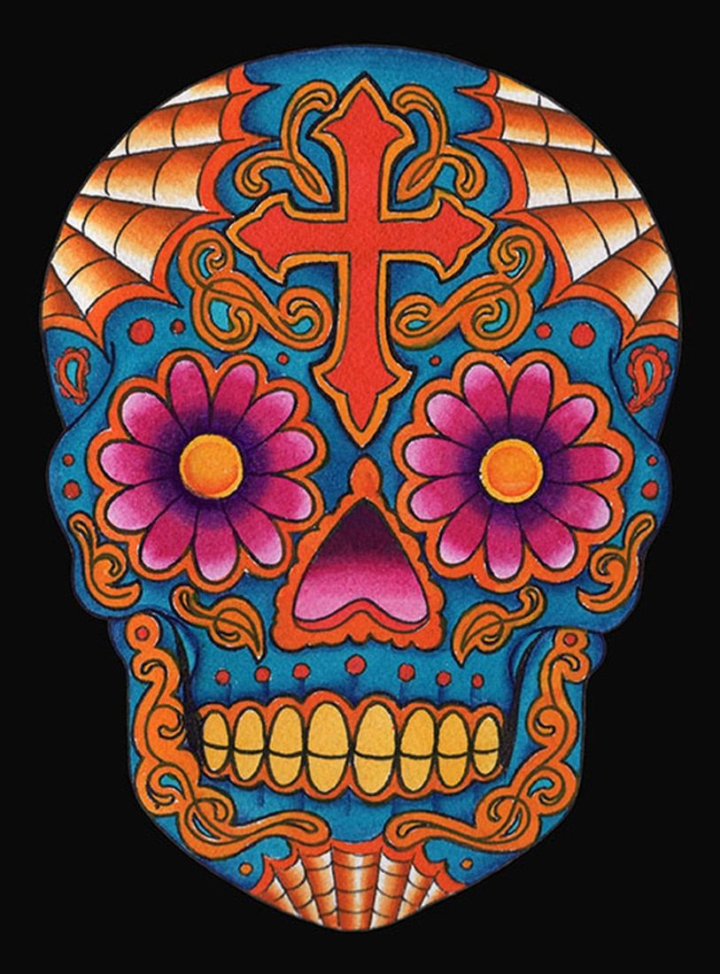 Sugar Skull Mexican Black And Grey Tattoo Art Day Of The Dead Mens