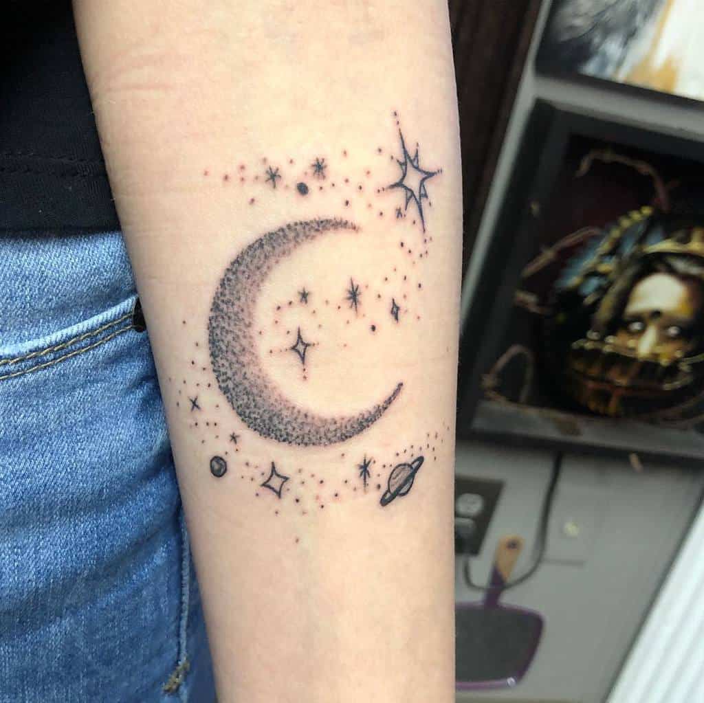 Sun And Moon With Stars Tattoos 37 Inspirational Moon Tattoo Designs