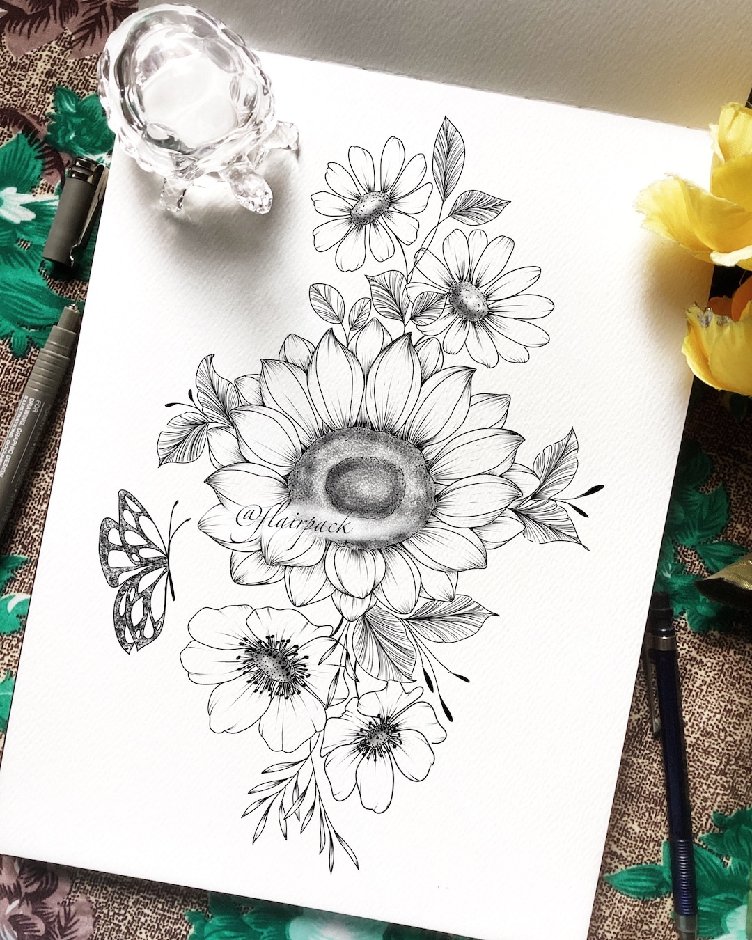 Sunflower Tattoo Drawing Instant Download Sleeve Instant Download Etsy