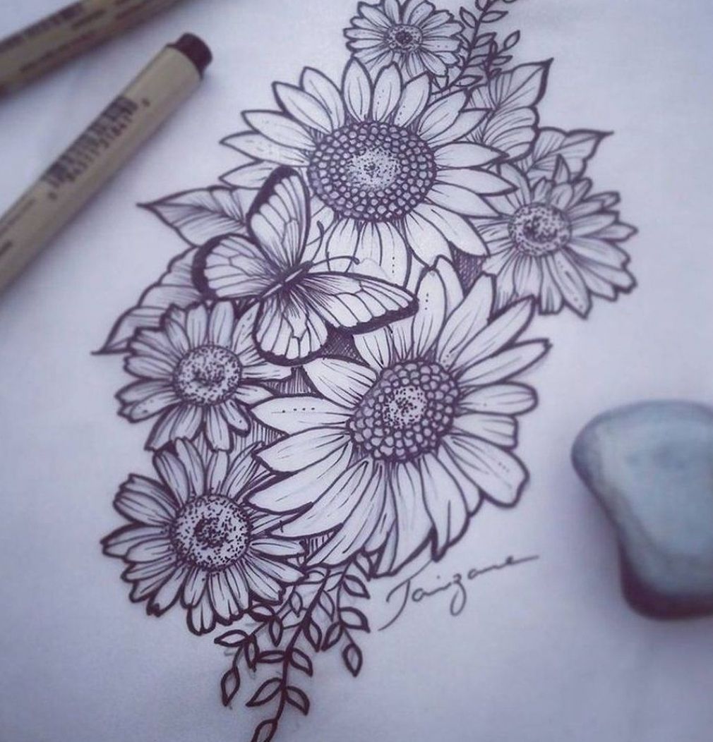 Sunflower Tattoo Stencils