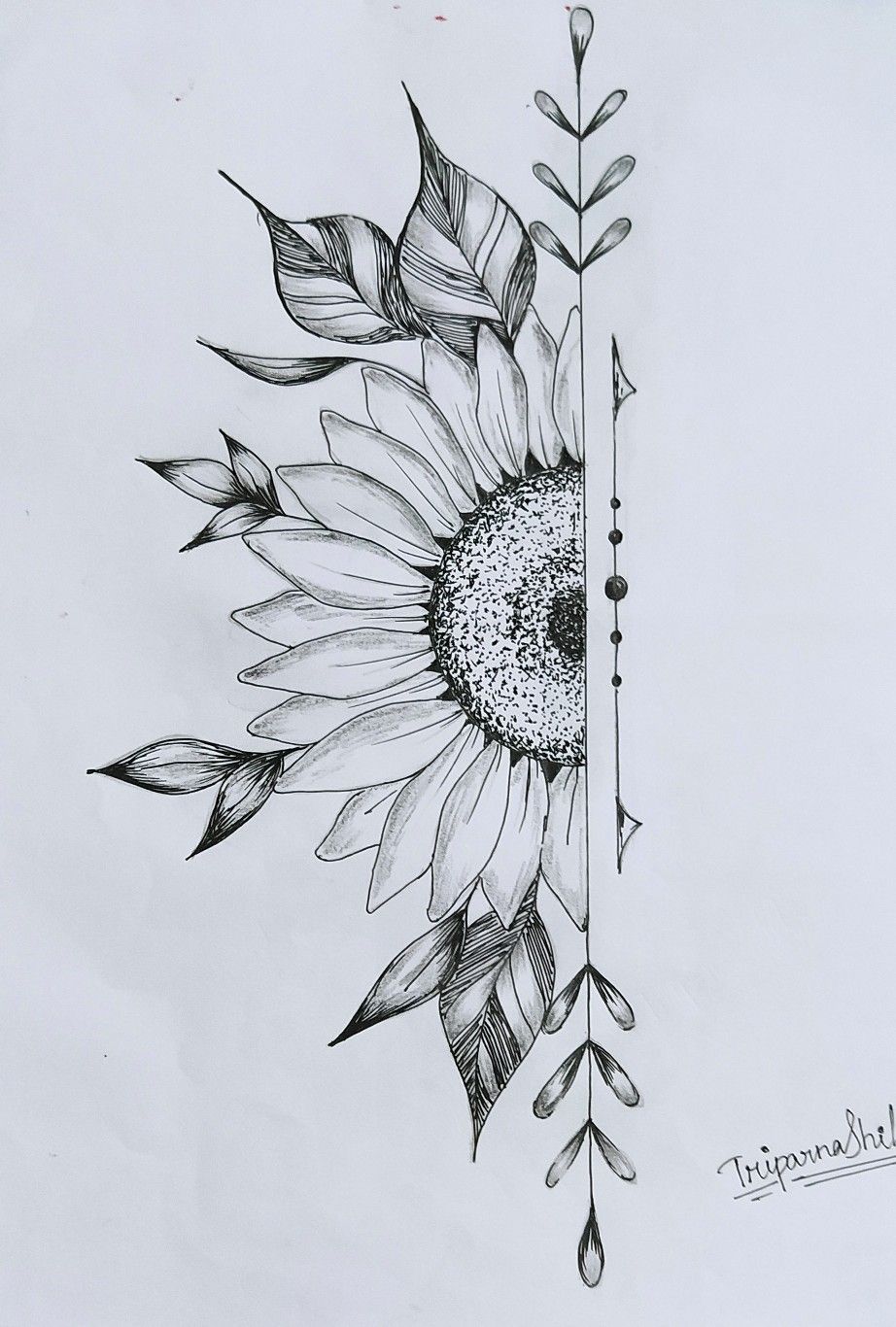 Sunflower Tattoo Template