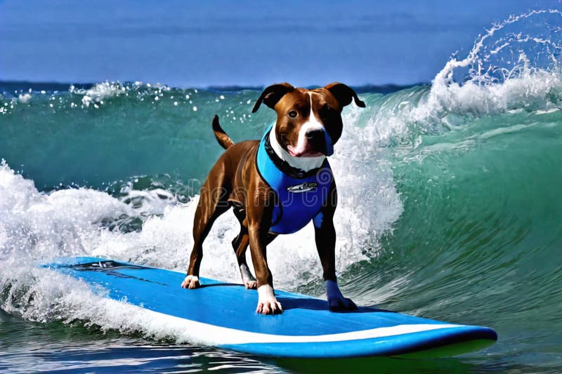 Surfing Pitbull Stock Illustration Illustration Of Leisure 300697540