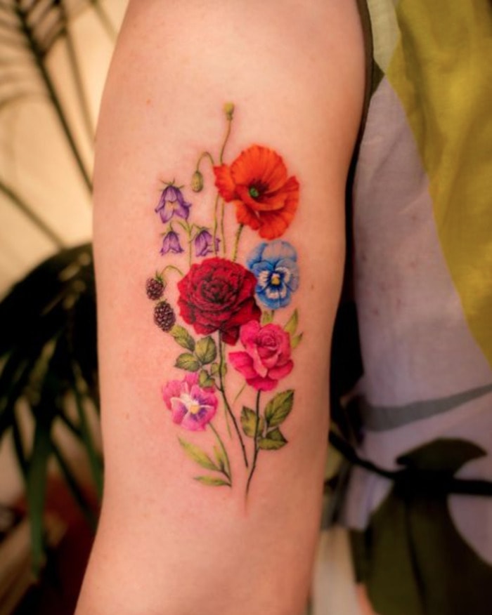 Tattoo Birth Flower Bouquet Etsy