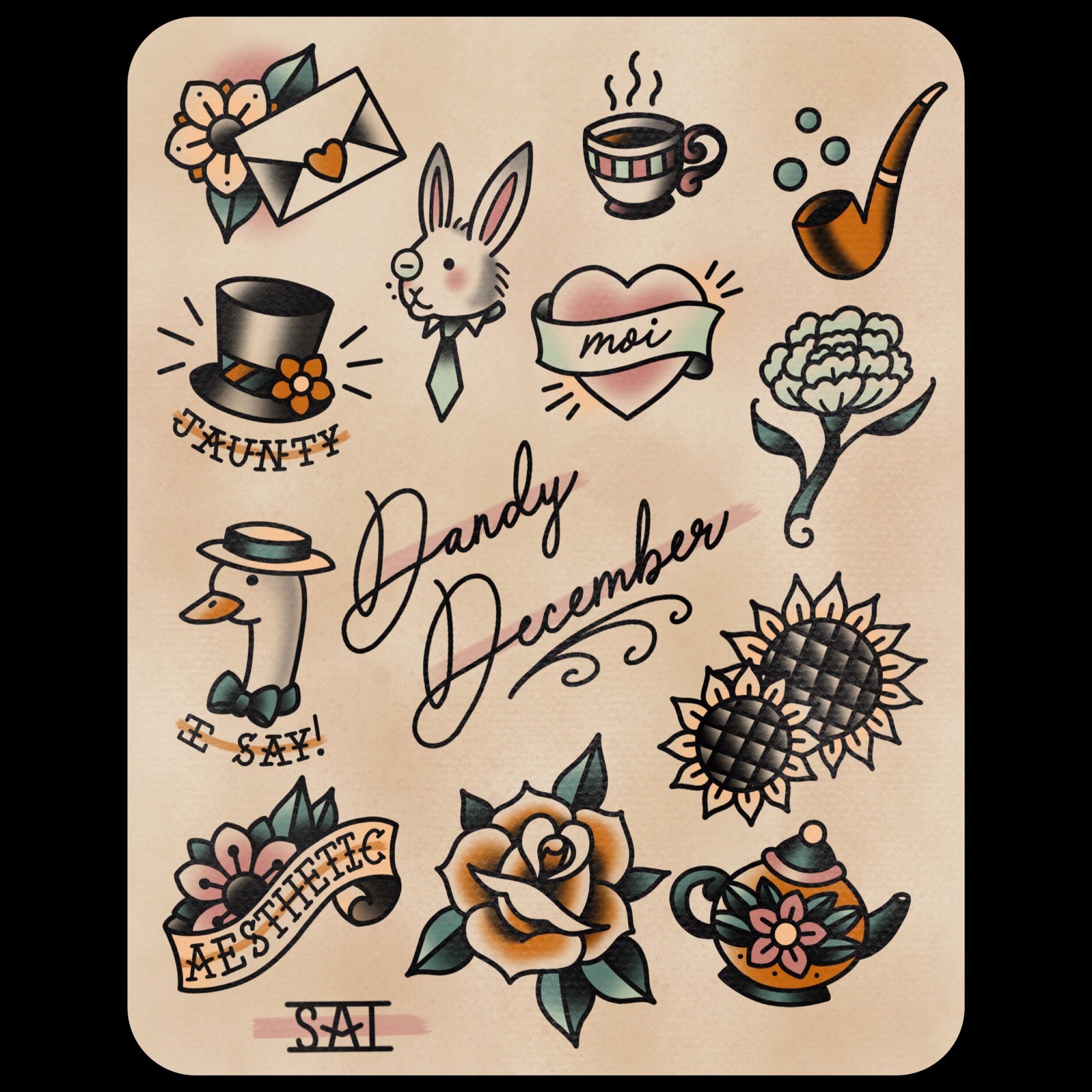 Tattoo Flash Sheet Etsy