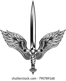 Tattoo Sword Wings Stock Vector Royalty Free 790789168 Shutterstock