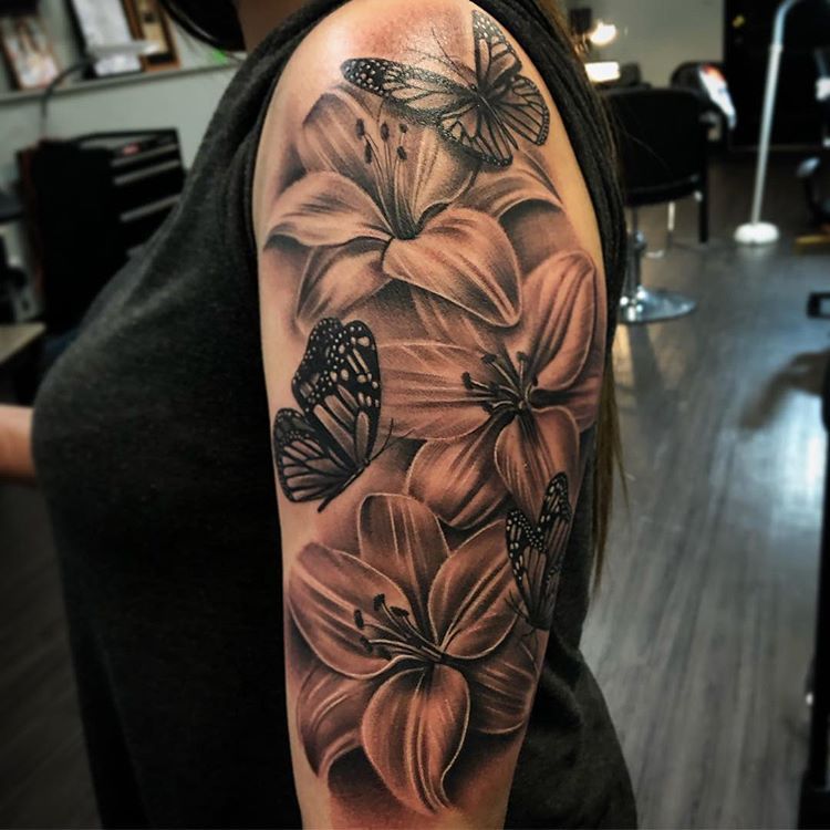 Tattoos of Lilies and Butterflies: Symbolism and Designs