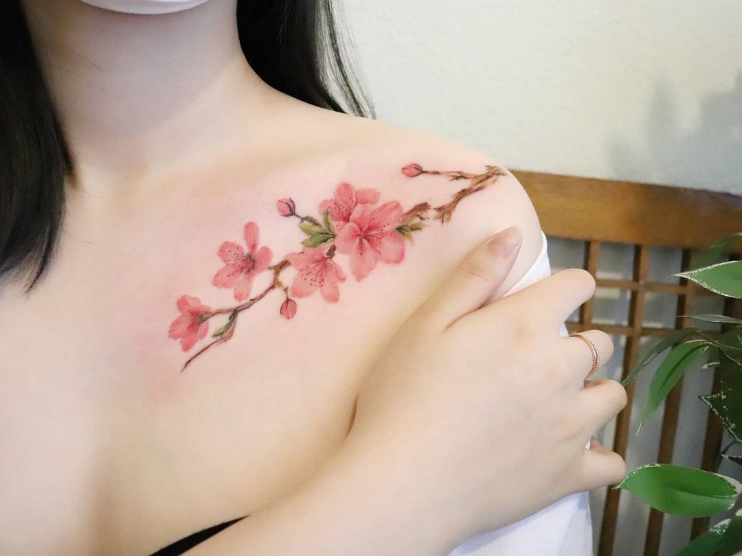 Tatuaje Flores De Cerezo By Hongdam Tatuajes Para Mujeres