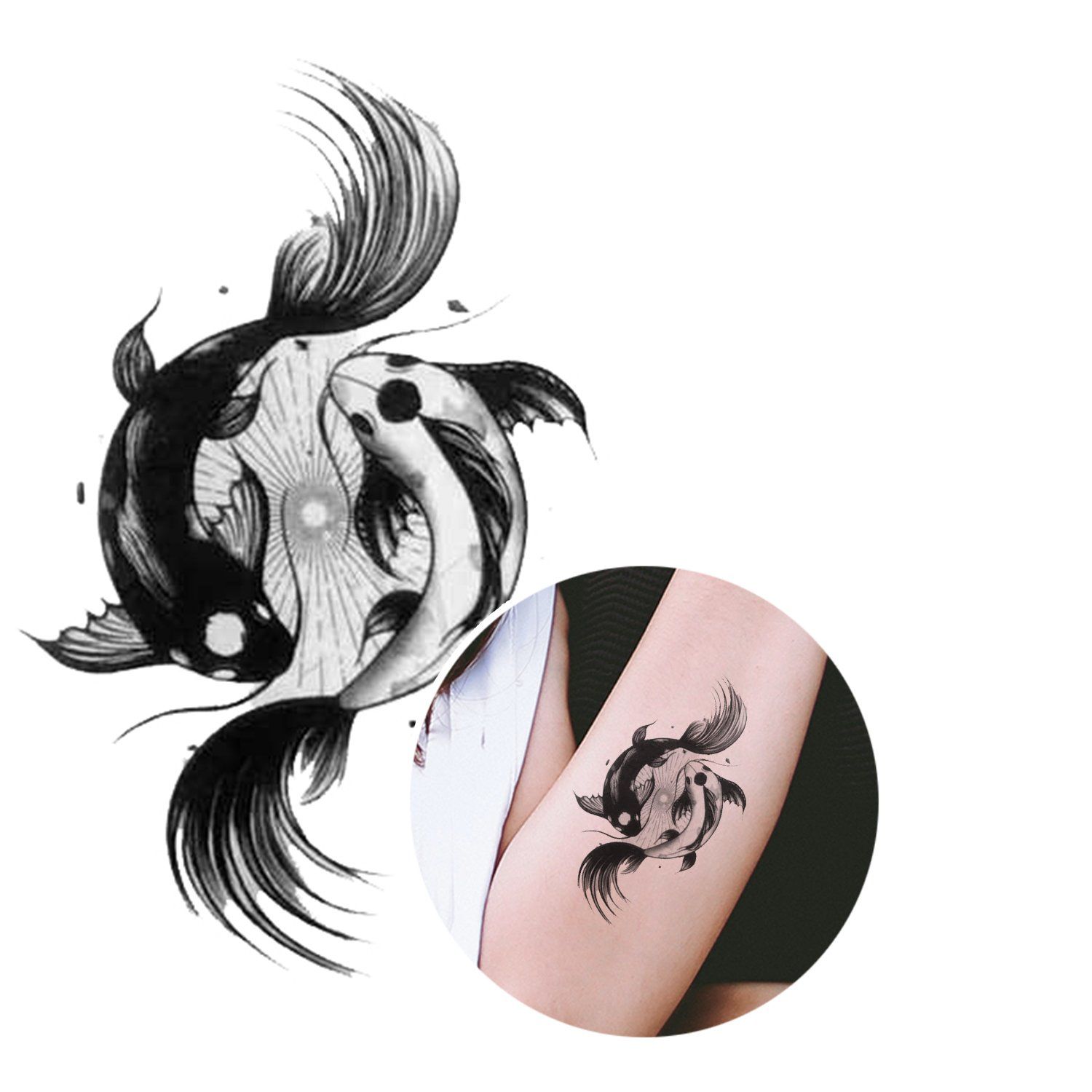 Temporary Tattoo Amp Quot Yin Yang Fish Amp Quot Buy At Arley Sign