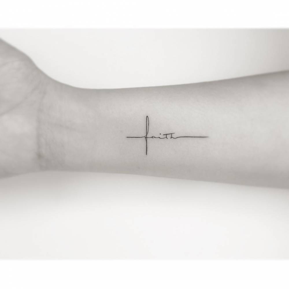 Temporary Tattoo Religious Tattoo Faith Cross Quote Tattoo