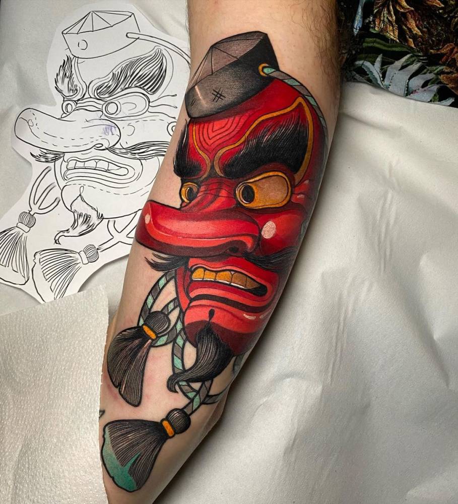 Tengu Tattoo By Caterina Molin Japanese Tattoo Meanings Japanese