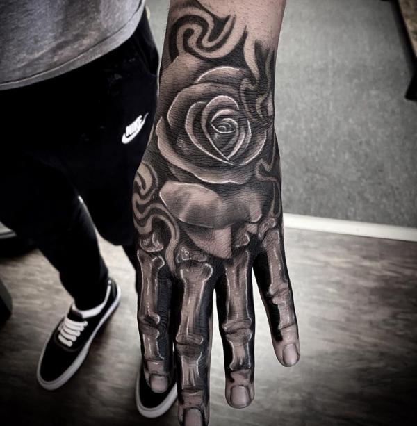 The Art Of Ink The Rose Skeleton Hand Tattoo Art And Design