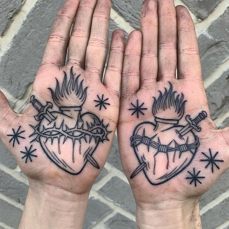 The Burning Devotion Displayed By Sacred Heart Tattoos Tattoodo