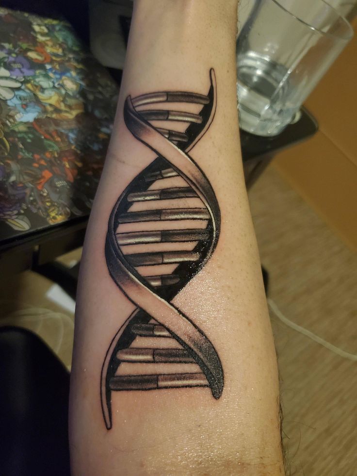 The First Step In My Family Sleeve Double Helix Dna Strand Done By Jeff Williams At Dark Age