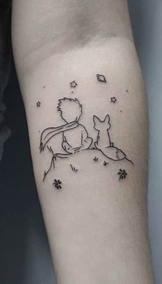 The Little Prince Single Needle Tattoo On The Upper