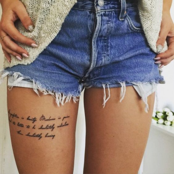 Thigh Quote Script Tattoo Back Ear Tattoo Thigh Script Tattoo