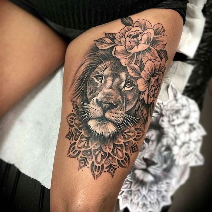 Thigh Tattoos For Women Lioness Thesex Tattoo Ideas