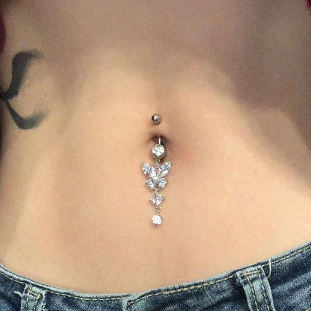 This Eye Catching And Classic Butterfly Belly Ring Is Handmade From 14K