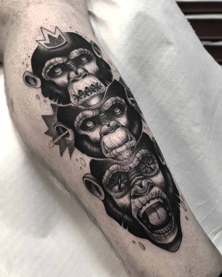 Three Wise Monkeys Tatuagem Tatuagem Masculina Tatoo