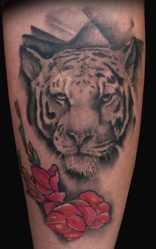 Tiger Flowers Tattoo By Adam Lauricella Tattoos