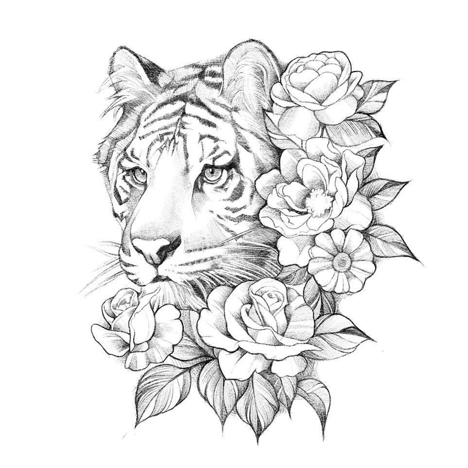 5 Stunning Tiger With Flowers Tattoo Designs for Inspiration