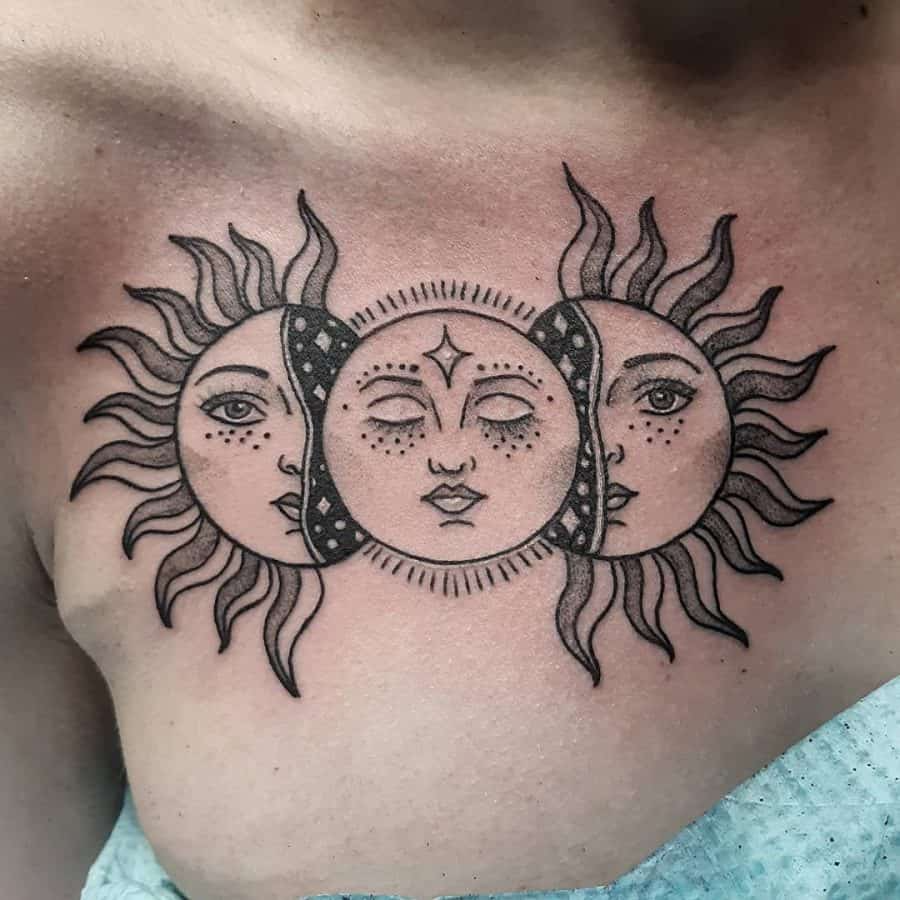 Top 35 Best Sun And Moon Tattoos 2020 Inspiration Guide