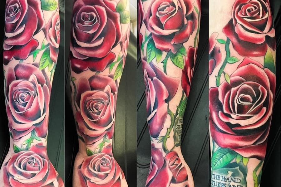 Top 61 Best Rose Sleeve Tattoo Ideas 2021 Inspiration Guide