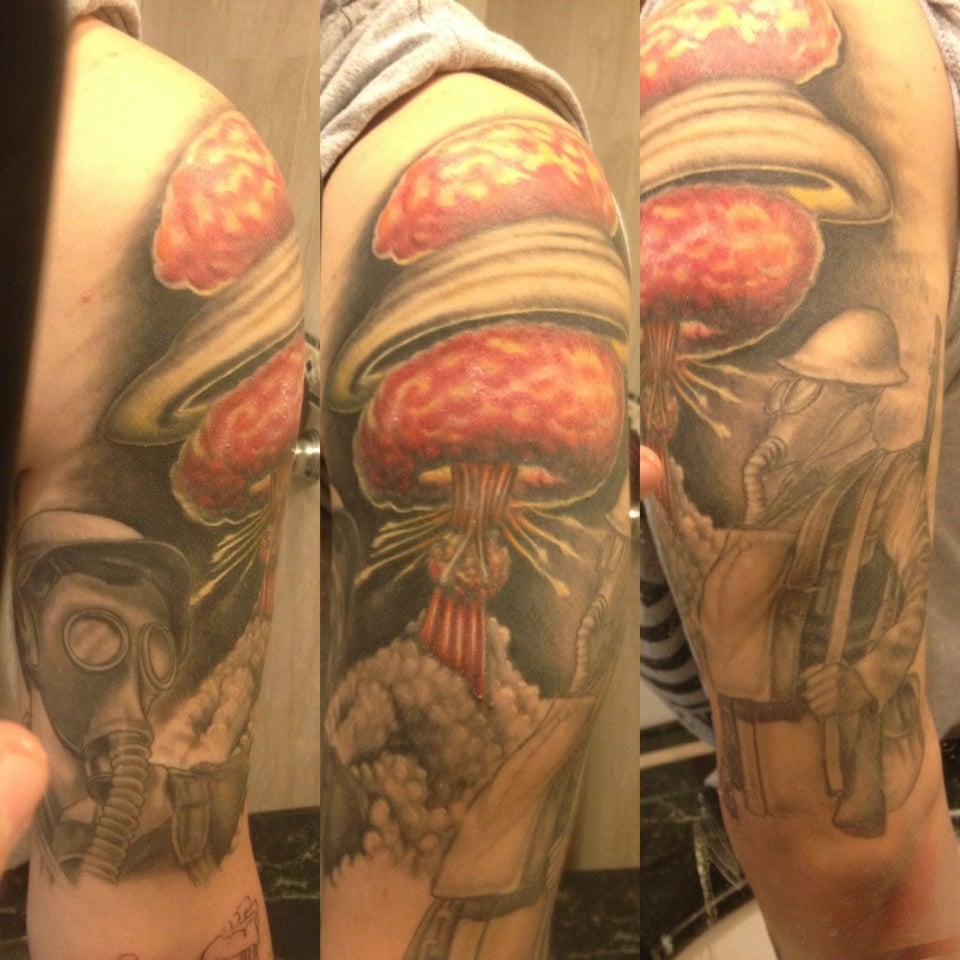 Top Half Of Nuclear War Sleeve By Jay Gorman At Lark Tattoo Long Island