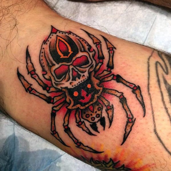 Traditional American Spider On Arm Tattoo Joe Haasch Tattoo