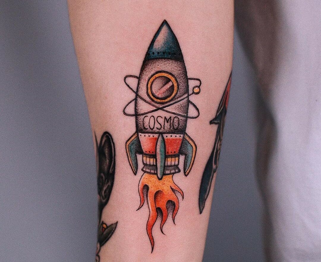 Traditional Colorful Rocket Tattoo Tattoogrid Net