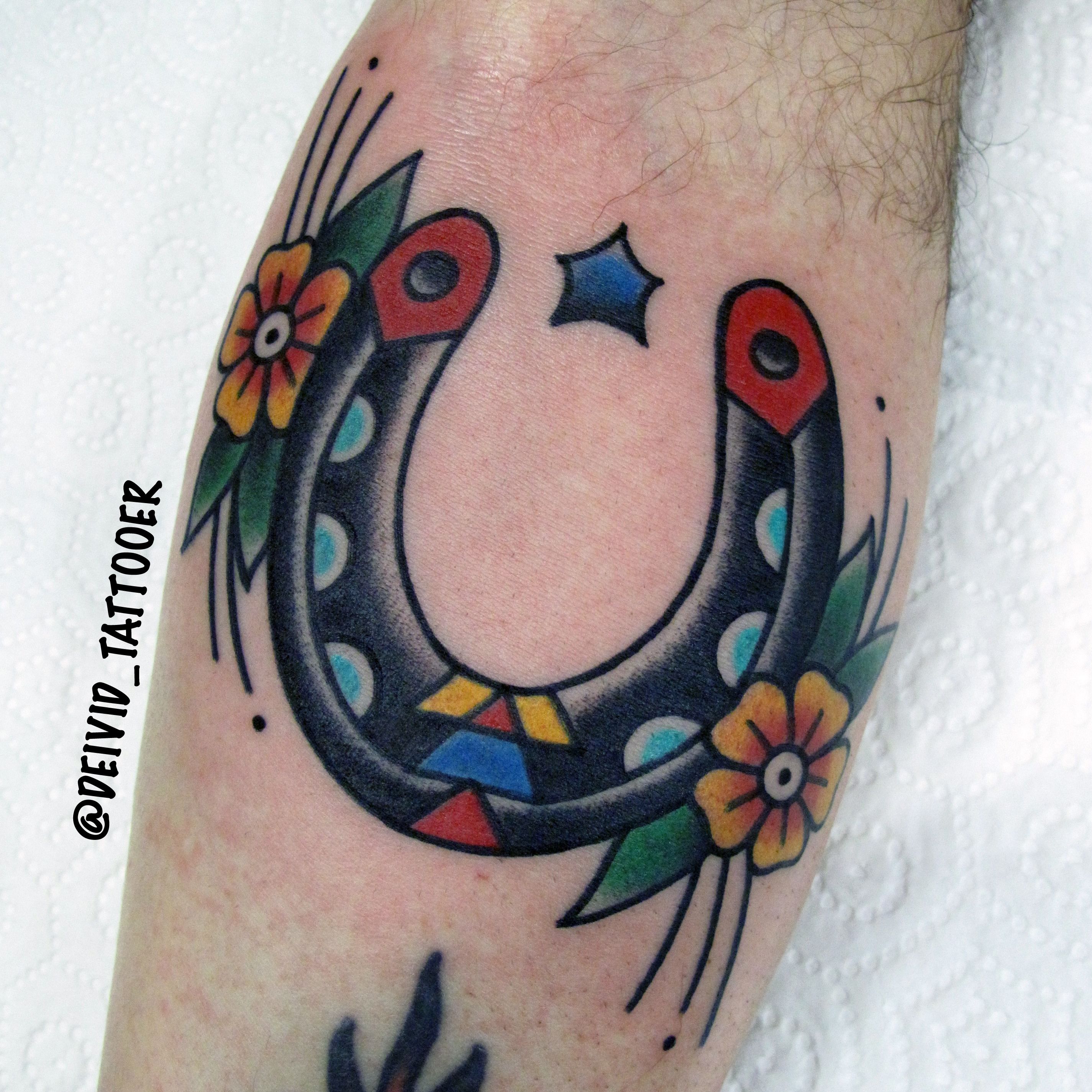 Traditional Horseshoe Tattoo Idea With Cool Lettering Horse Shoe