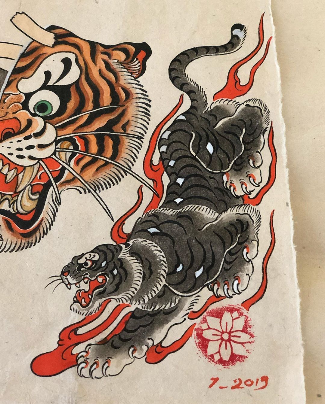 Traditional Japanese Tiger Tattoo Flash