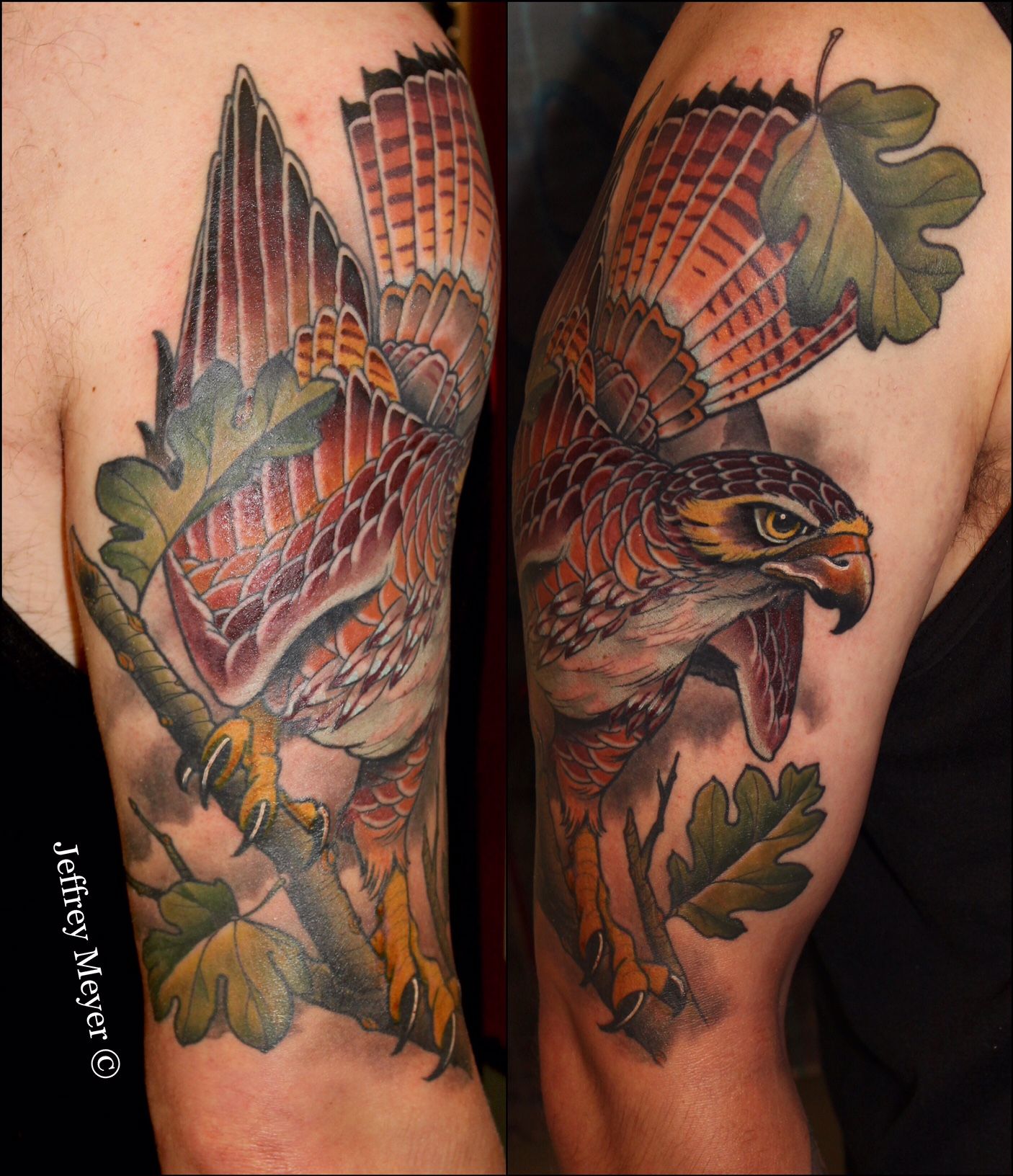 Traditional Red Tail Hawk Tattoo