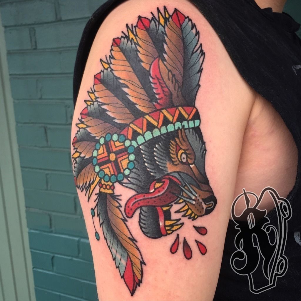 5 Stunning Wolf Headdress Tattoo Ideas