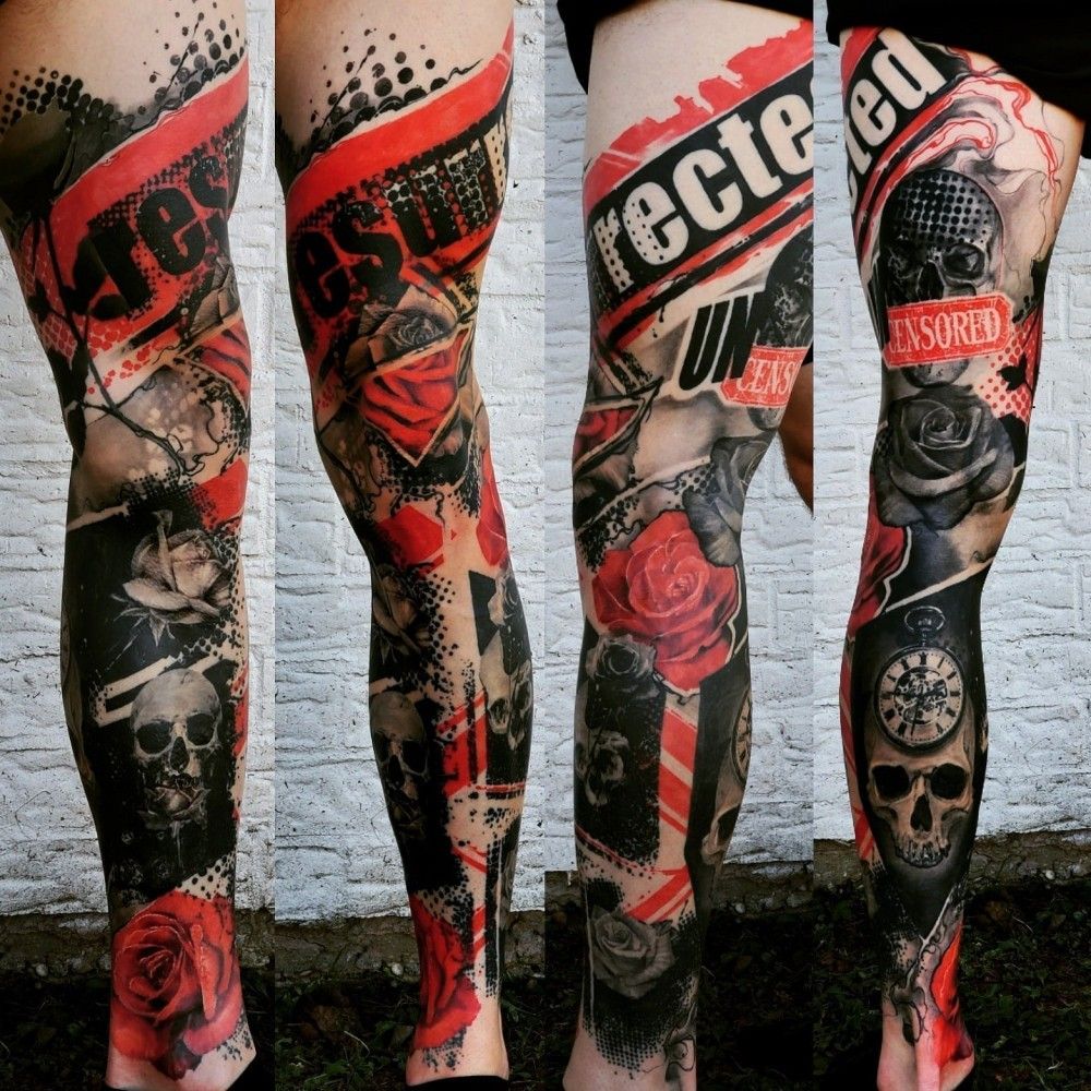 Trash Polka Sleeve Tattoo By Lukasztrawczynski On Deviantart