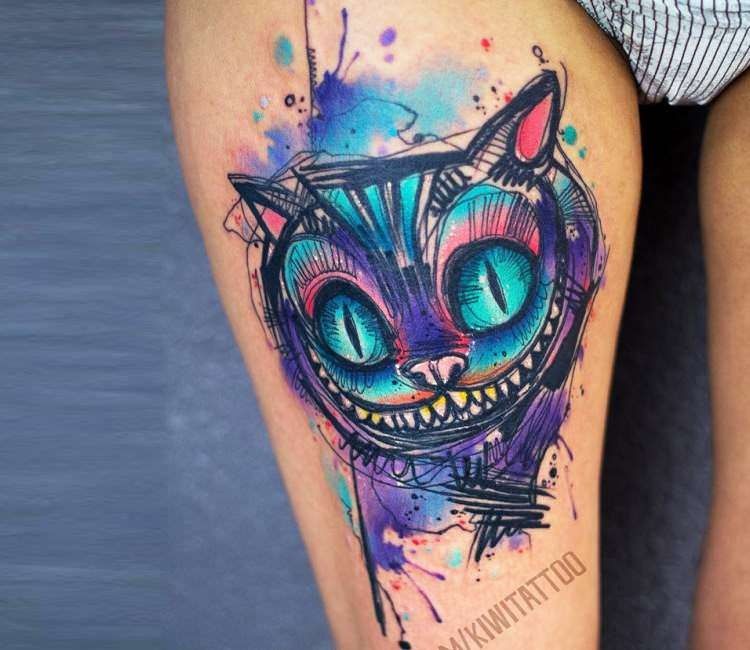 Trippy Cheshire Cat Tattoo Design Ideas