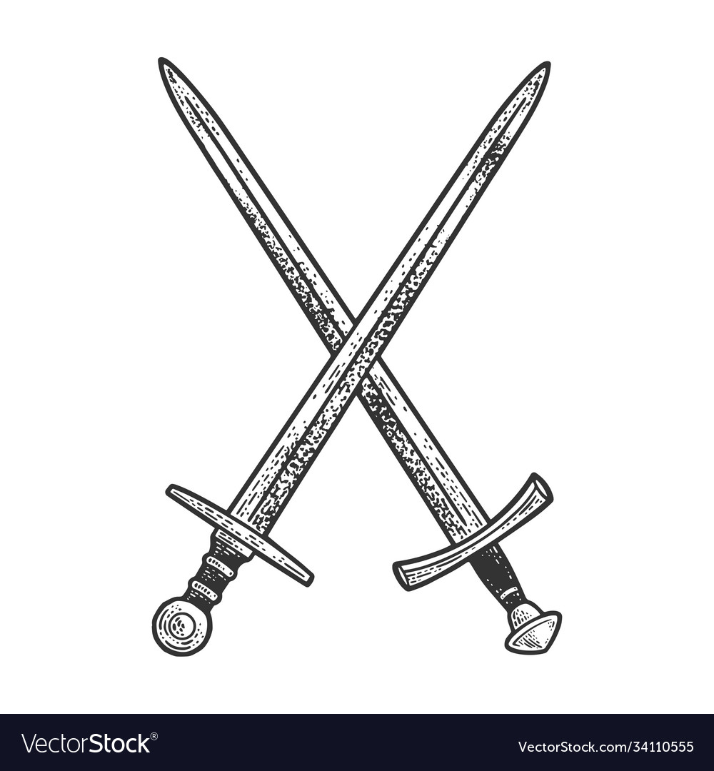 Two Crossed Swords Hand Drawn Outline Doodle Icon Vector Image