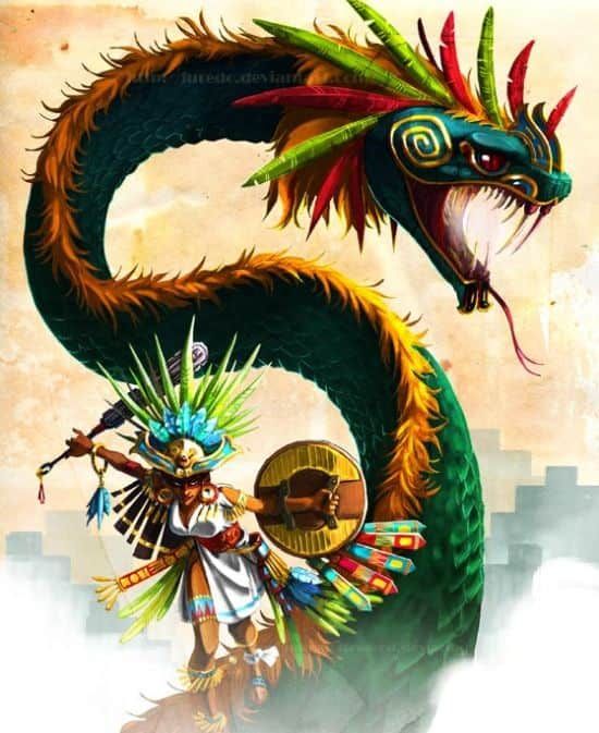 Uch A Cool Quetzalcoatl Feathered Serpent Aztec Deity Illustration