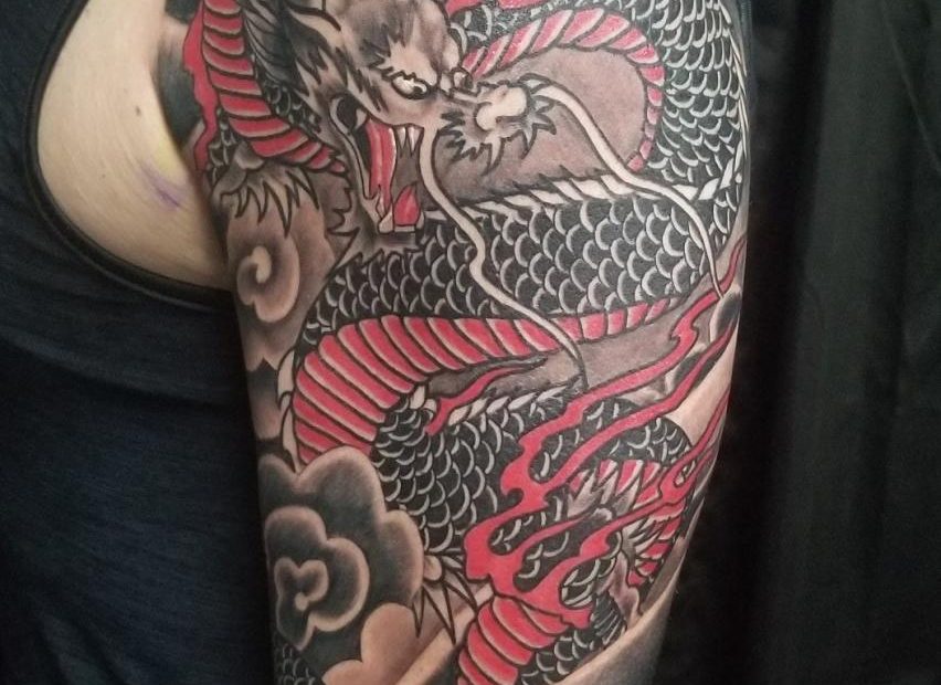 Unleash Inner Power With A Bold Japanese Dragon Half Sleeve Tattoo