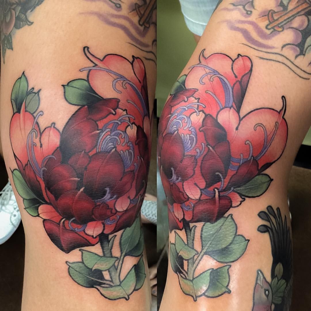 Update 74 Peony Knee Tattoo Super Hot In Eteachers