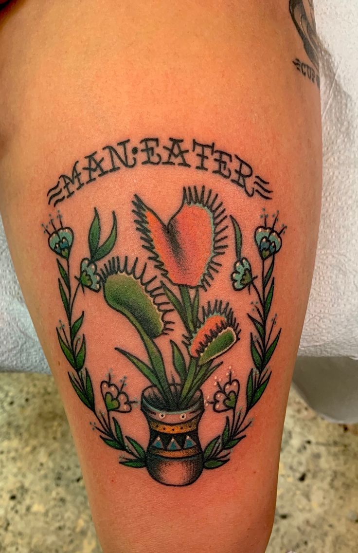 Venus Fly Trap Tattoo Thightattoo Tattoosforwomen Tattooart Tattoos Tattoos Feminist