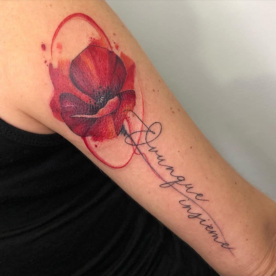 Vintage Poppy Tattoo Done In Black And Grey Vintage Poppy Tattoo