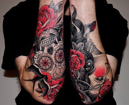 Vivid Colors Mexican Skull Chest Tattoo Tattooimages Biz