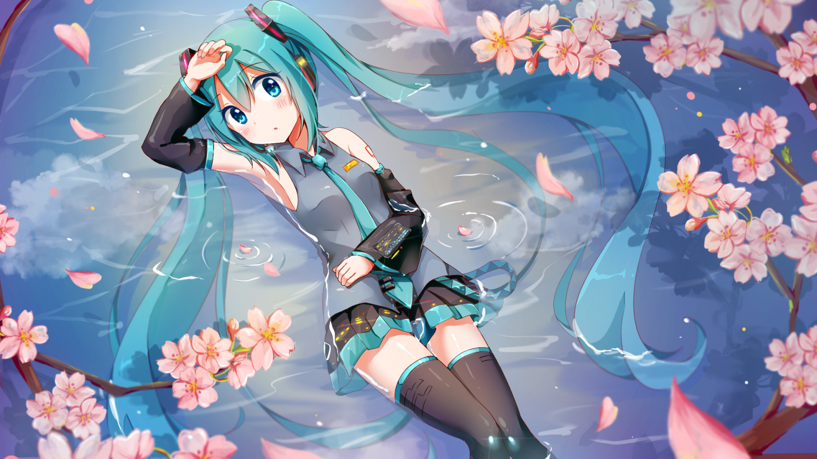 Wallpaper Vocaloid Hatsune Miku Anime Girls Teeth Twintails