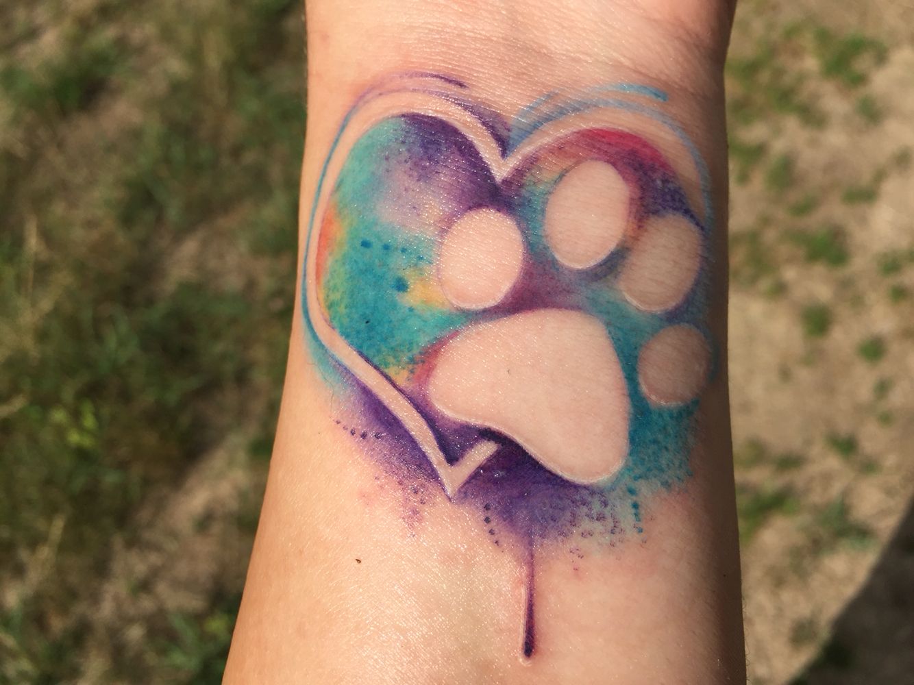 Watercolor Heart And Paw Print Tattoo By Daniel Baker Dog Tattoos