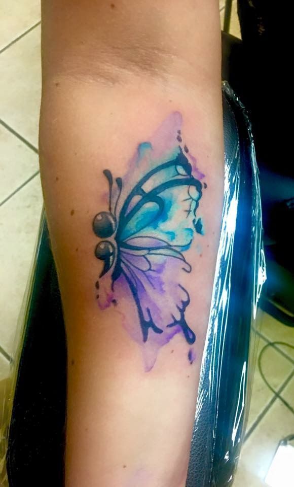 Watercolor Semi Colon Butterfly Perfection Semicolon Butterfly Tattoo Watercolor Butterfly